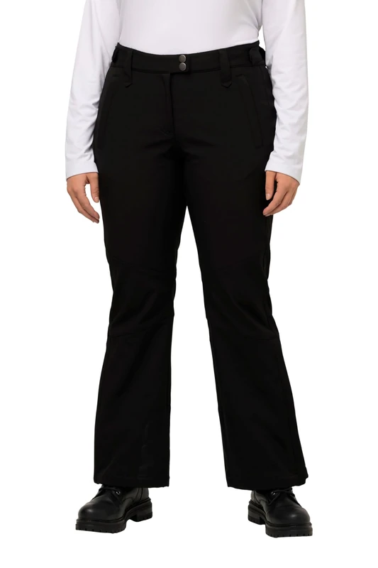 Ulla Popken Women's Softshell Functional Trousers, Water-Repellent Pants, Black, 16