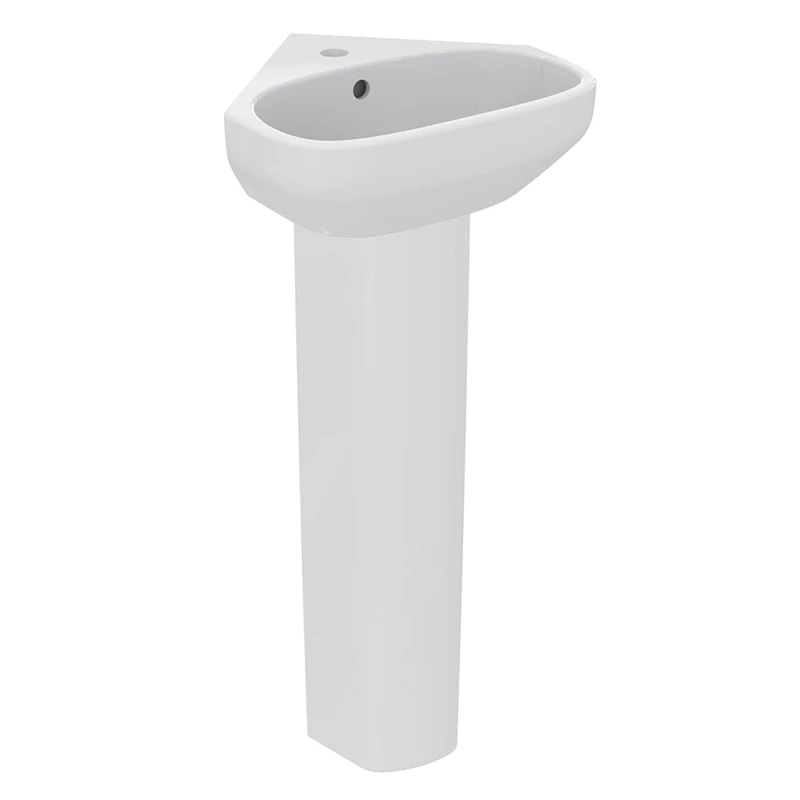 Ideal Standard i.Life A 45cm Full Pedestal Corner Sink/Basin, 1 Tap Hole, T471101, White
