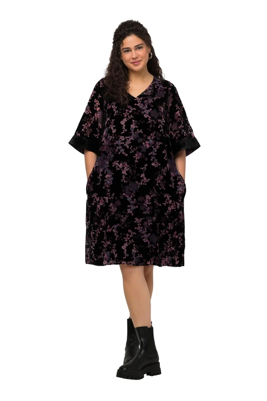 Ulla Popken Women's Samtkleid, Aline Dresses, Navy, 16/18