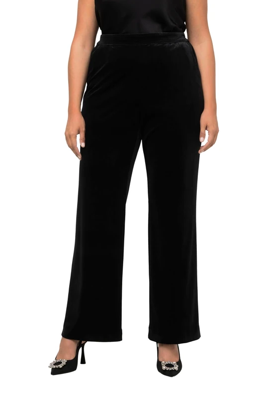 Ulla Popken Women's Velvet Suit Trousers, Black, 56W x 32L, Black, 36-38 Plus