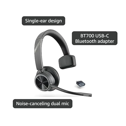 Poly Voyager 4310 UC Wireless Headset (Plantronics) - Single-Ear Bluetooth Headset w/Noise-Canceling Boom Mic - Connect PC/Mac/Mobile via Bluetooth - Works w/Teams (Certified), Zoom