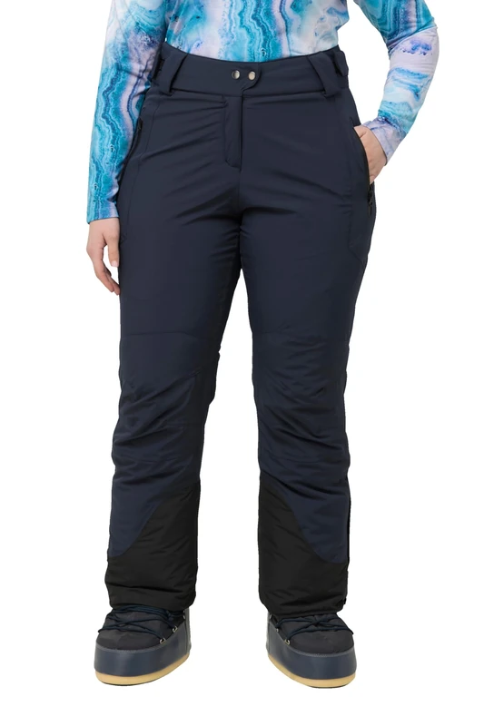 Ulla Popken Women's Functional Ski Trousers Waterproof Plain Trousers, Navy, 46 Große Größen