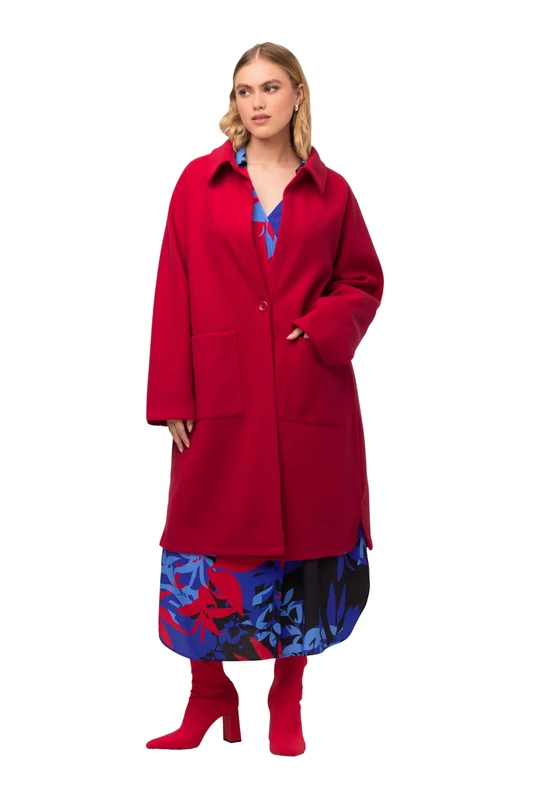 Ulla Popken Women's Sweatmantel Sweat Jacket, red, 54-56 Große Größen
