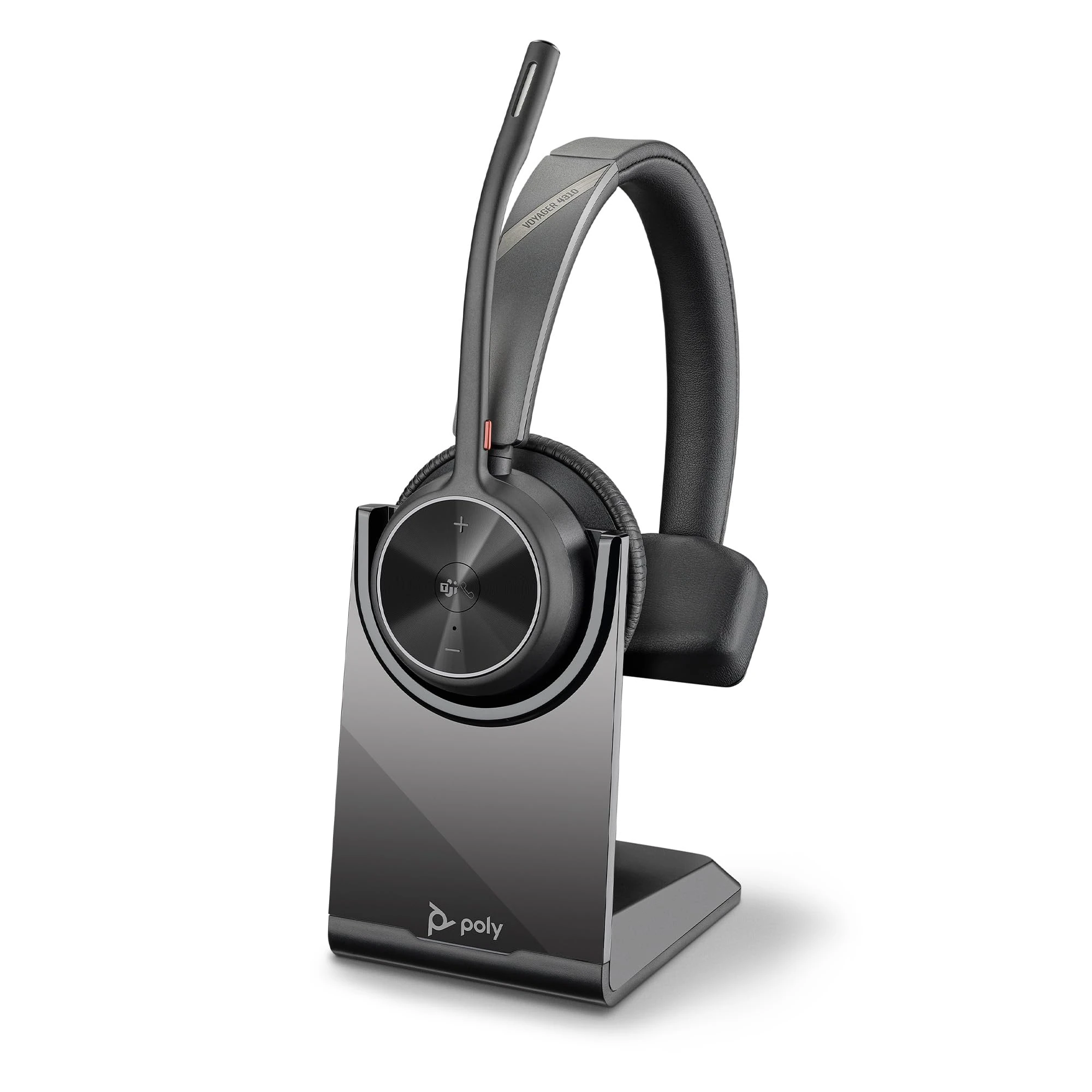 Poly Voyager 4310 UC Wireless Headset & Charge Stand - Single-Ear Bluetooth Headset w/Noise-Canceling Boom Mic - Connect PC/Mac/Mobile - Works w/Teams (Certified), Zoom