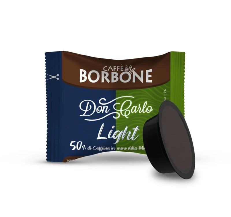Caffè Borbone Don Carlo Light Coffee Blend — Pack of 100 Reduced Caffeine Coffee Capsules with A Light and Delicate Blend — Compatible with Lavazza* A Modo Mio* Machines for Domestic Use