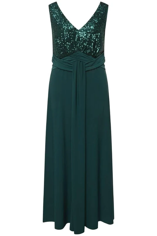 Ulla Popken Women's Abendkleid, Pailletten, V-Ausschnitt, ärmellos Dresses, Blue, 28-30