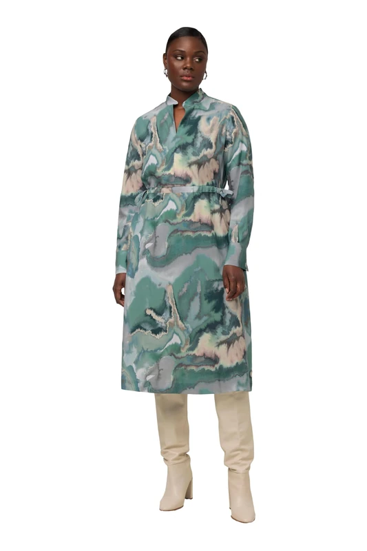 Ulla Popken Women's Loycell marbleprint Dress, Matte Green, 24-26