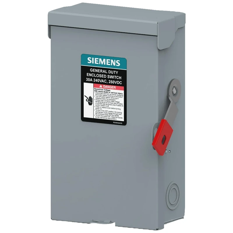 Siemens LNF221RLLA 30-Amp, 2-Pole, 240V General Duty Max Series Enclosed Safety Switch with Factory Installed Ground Lug, Non-Fusible, Outdoor