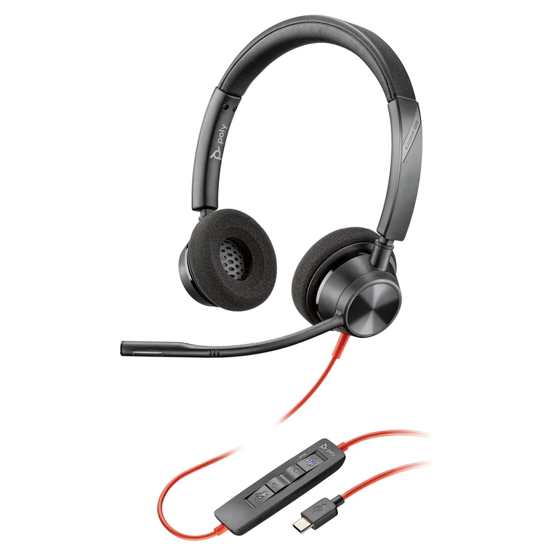 Poly 3320 Wired Headset - USB-C/USB-A, Stereo, Teams Certified