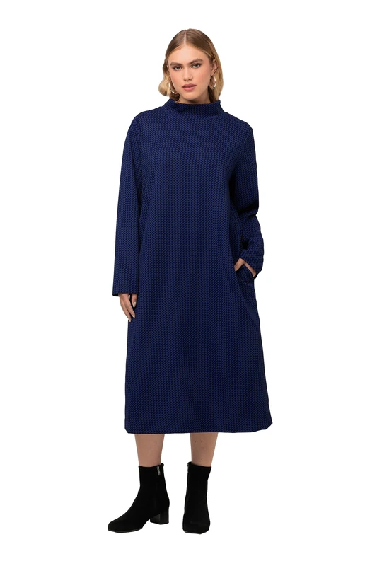 Ulla Popken Women's Sweat Dress, Structure, Titanium Blue, 24-26