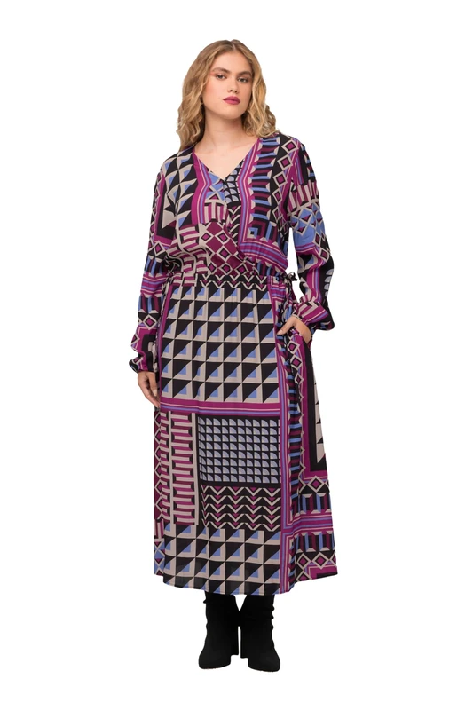 Ulla Popken Women's Kleid Tücherdruck Dresses, Plum, 16/18