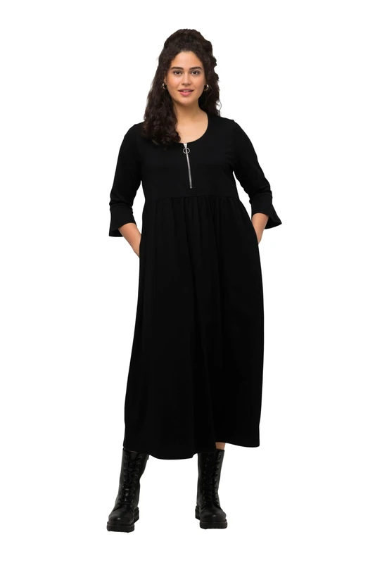 Ulla Popken Women's Kleid mit Reißverschluss Dresses, Black, 32-34 Plus