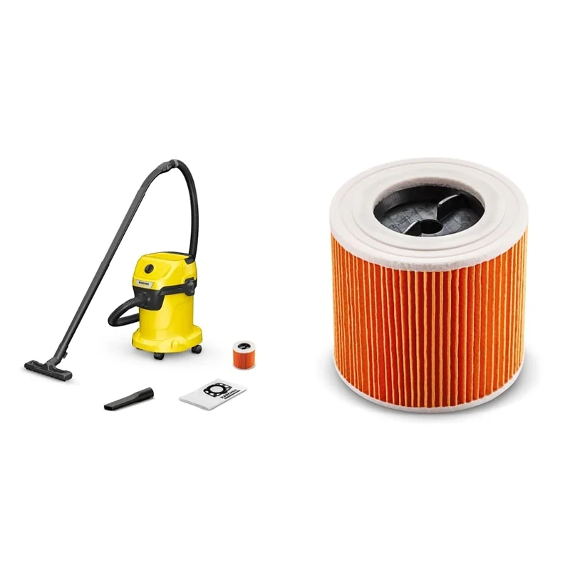 Bundle of Kärcher 16281030 Wet & Dry Vacuum Cleaner WD 3, blower function, power: 1000W, plastic container: 17L, suction hose: 2m, incl. cartridge filter + Kärcher Original Cartridge Filter KFI 3310