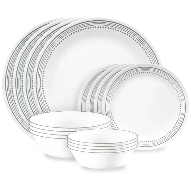 Corelle® Mystic Gray 16-Piece Mugless Dinnerware Set, Service for 4