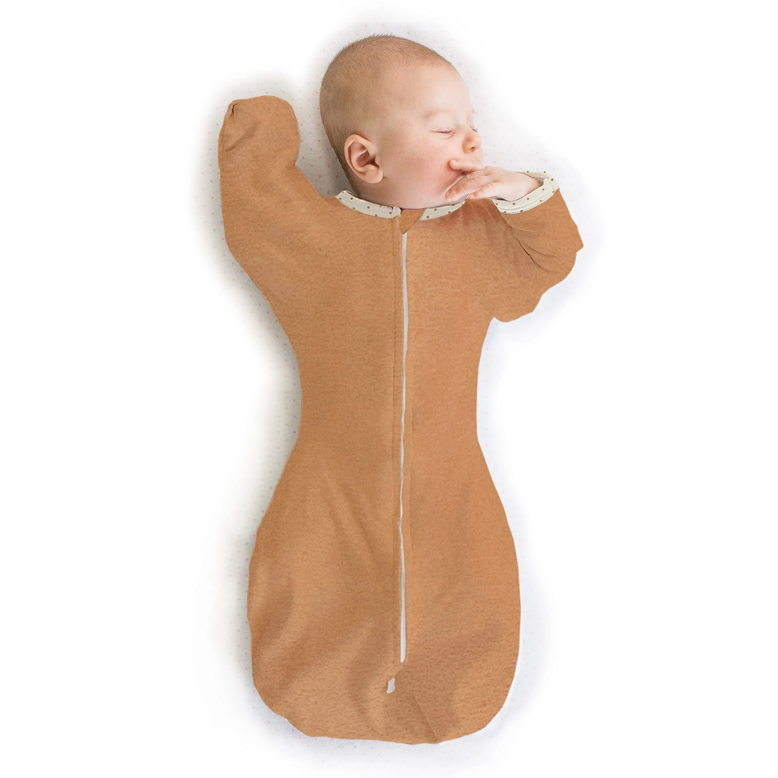 SwaddleDesigns Transitional Swaddle Sack, Baby Swaddles for Newborn with Arms Up Half-Length Sleeves & Mitten Cuffs, Sleep Sack Wearable Blanket, M (6.4-9.5 kg), 3-6 months, Heathered Butterum