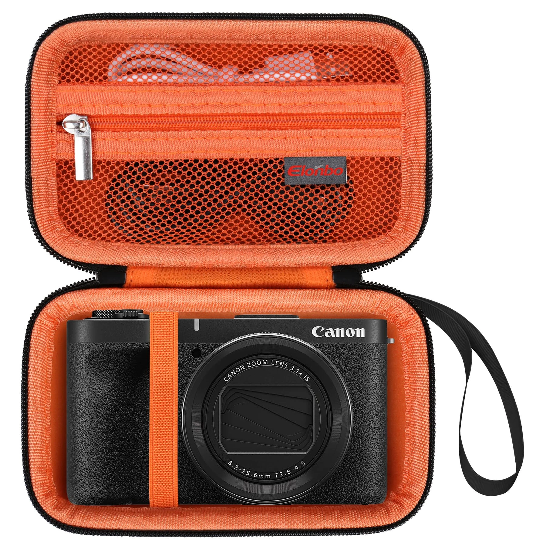Elonbo Carrying Case for Canon PowerShot V1/ Ricoh GR III HDF/GR IIIx/GR III/GR II/GR Digital Camera, Compact Camera Travel Storage Cover Bag Organizer Holder, Black+ Orange