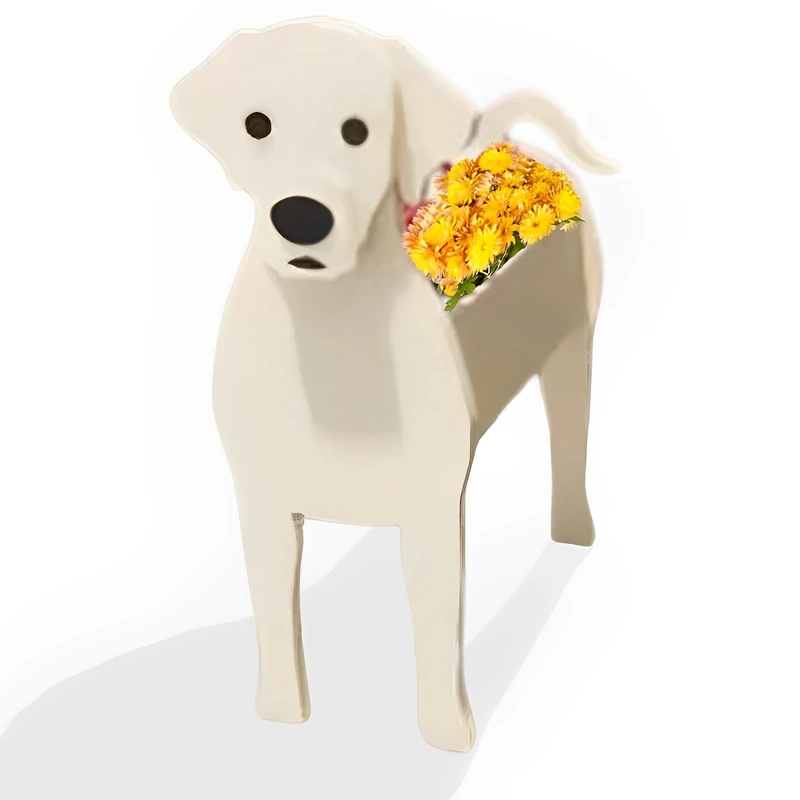 strolfay Dog Flower Planter Gifts for Women,Cute PVC Dog Planters,Flower Pots Indoor Outdoor,Garden Planter for Birthday,Office,Pet Lovers 9.45 * 6.38 * 13.39in(White Labrador)