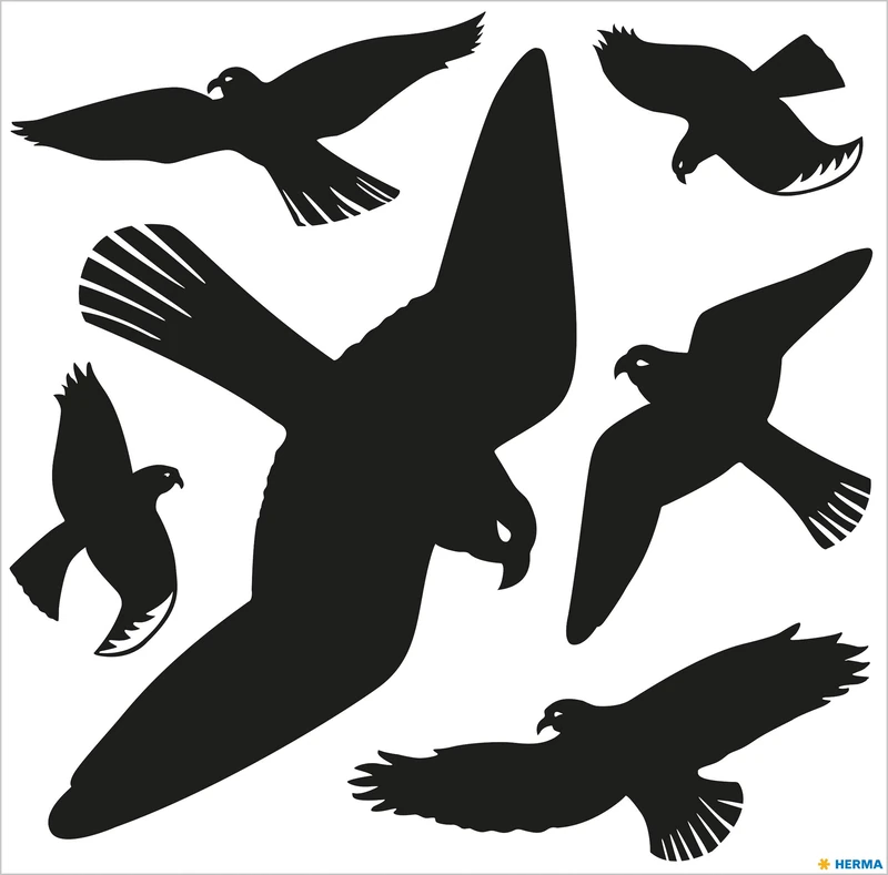 HERMA 5999 Warning Birds Bird Sticker Set for Window Panes, Large, 2400 Pieces, 30 x 30 cm, Self-Adhesive, Removable and Reusable, Bird Protection for Windows Made of Weatherproof Hard Film, Black