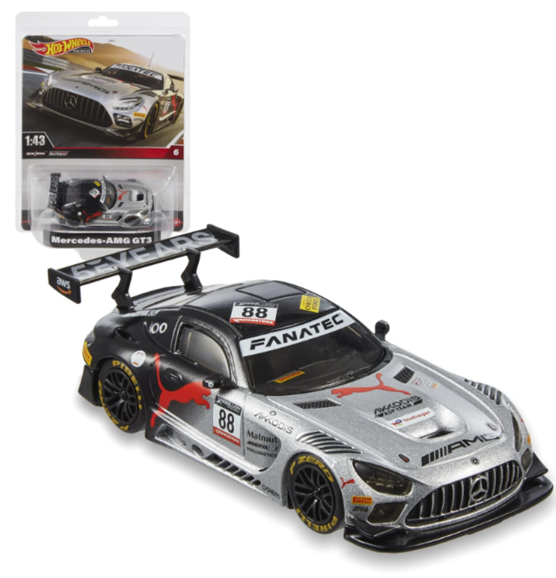 Hot Wheels Premium Mercedes-AMG GT3, Officially Licensed Replicas for Adult Collectors, Real Riders Tires, Metal/Metal Body & Chassis, HMD44
