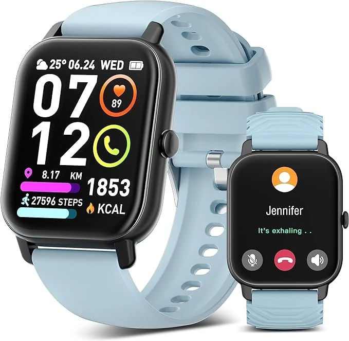 Smart Watch, 1.85" Touch Smart Watches for Men Women Answer/Make Calls, Fitness Tracker Smartwatch with Heart Rate Sleep Monitor Step Counter, 112 Sports, IP68 Activity Trackers for Android iOS, Blue