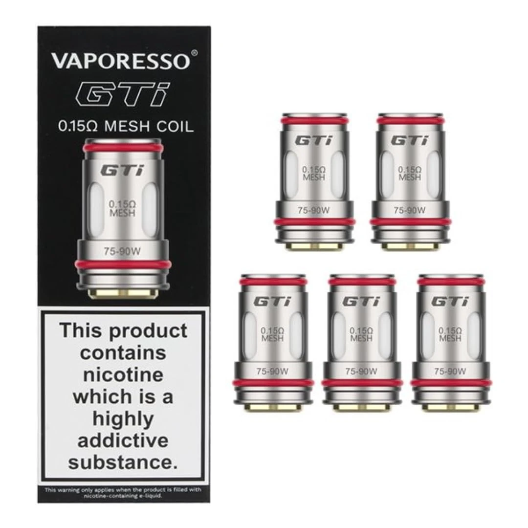 Vaporesso GTI Coils (0.15) - 5 Pack Available in 0.15,0.2,0.4,0.5Ω Compatible with Vaporesso iTank iTank 2 Target 100 200 Gen 200 Gen 80S iTank2 Version Kit - No Nicotine (0.15ohm)