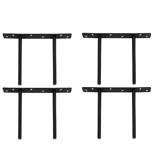 EJY9006B-4P Invisible Shelf Bracket, SAYAYO Shelf Bracket, Black Hidden Shelf Bracket, Floating with Screws for Wall Mounting, Decoration, Cabinet, Furniture in Kitchen or Living Room, Pack of 4