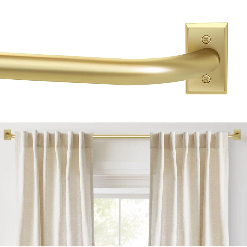 ZYRW Gold Curtain Rods, Room Darkening Curtain Rods for Windows 48 to 90 Inches(4-7.5Ft), Wrap Around Curtain Rods, Modern Design Decorative Window Treatment Rod, Gold - Image 1