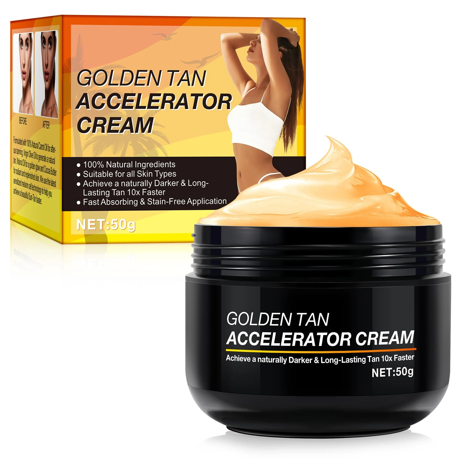 NUEDSFXO Tanning Accelerator - Long Lasting Sunbed Cream, Effective in Sun-Beds & Outdoor Sun, Achieve Natural Tan with Natural Ingredients