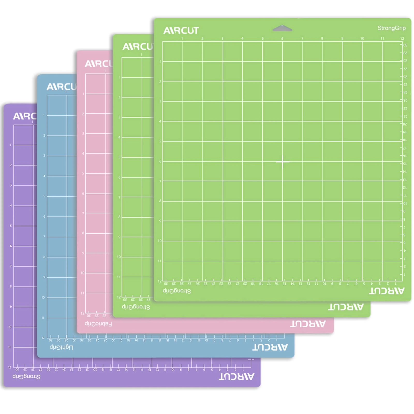 AIRCUT Cutting Mat for Cricut Maker/Explore Air 2/Air/One, 5 Pack Cutting Mat 12x12 Inch (StandardGrip, LightGrip, StrongGrip, FabricGrip) Quilting Cutting Mat Replacement Accessories for Cricut