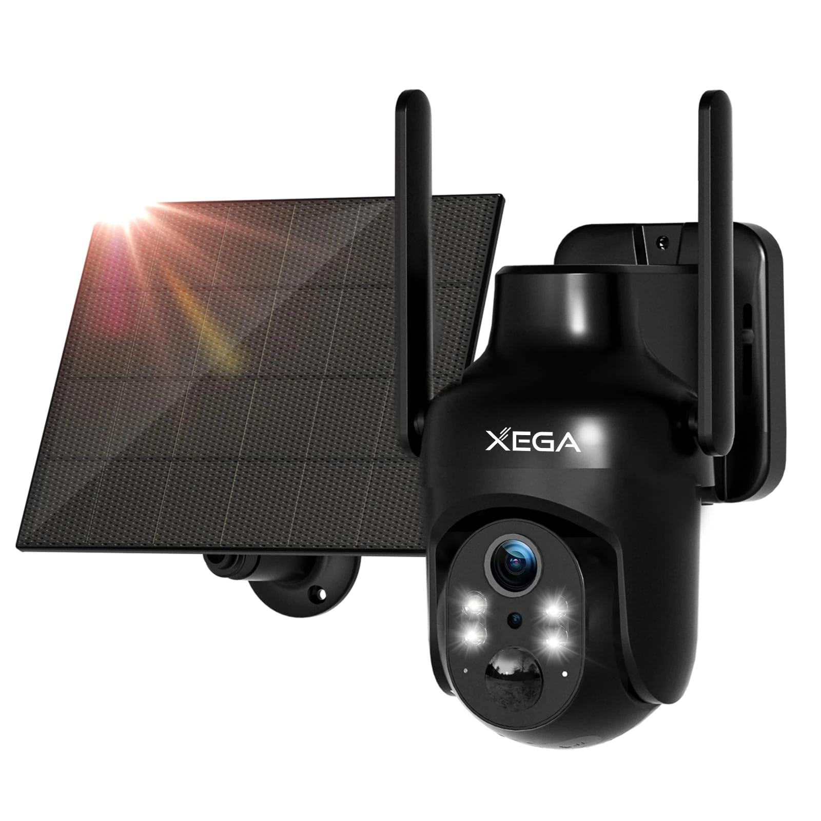 Xega 2K Solar CCTV Camera Outdoor Wireless, 360°View PTZ Security WiFi Cameras with 8000mAh Rechargeable Battery IP Camera, Color Night Vision, 2-Way Audio, PIR Detection, IP66