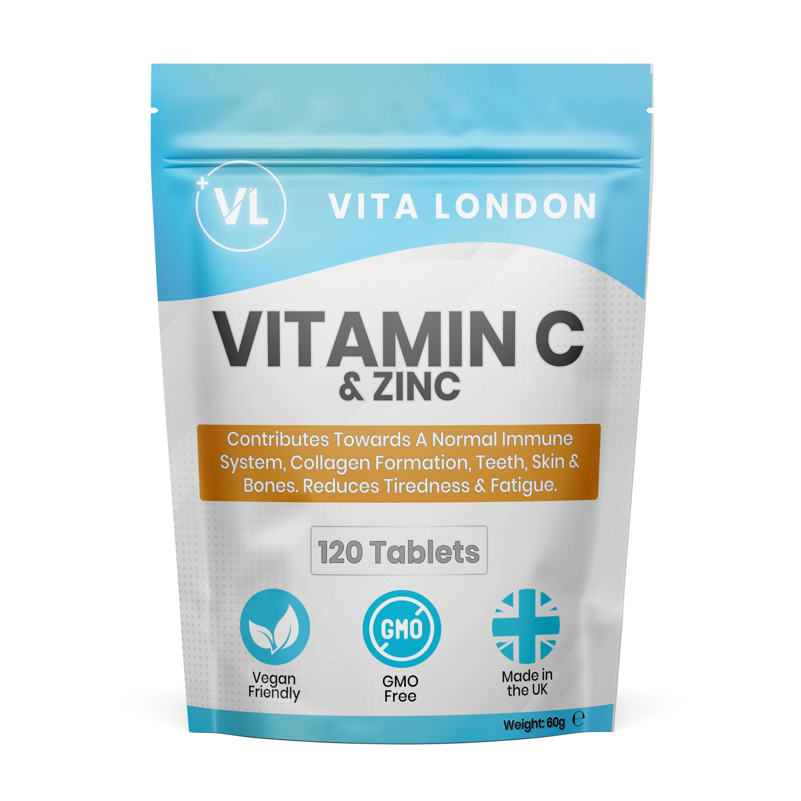 Vitamin C & Zinc 1200mcg | 120 High Strength Vegan Tablets (Not Capsule or Powder) | Made in UK | for Normal Immune System | Supplement for Men & Woman