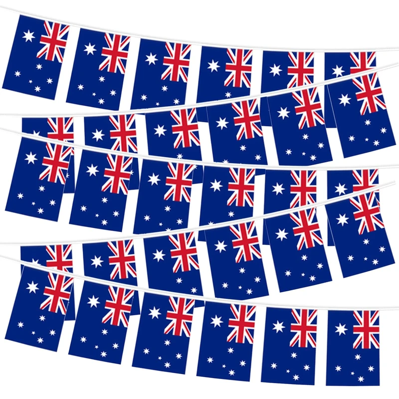 Jc.upin 8M Australian Flag Bunting - 25 PVC Mini Flags for Parties