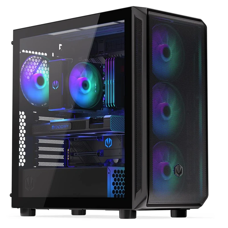ENDORFY Arx 700 ARGB, gaming PC case ATX, 4x ARGB 140mm fans included, top and front made of airy mesh, space for two radiators up to 360mm AIO water cooling PC