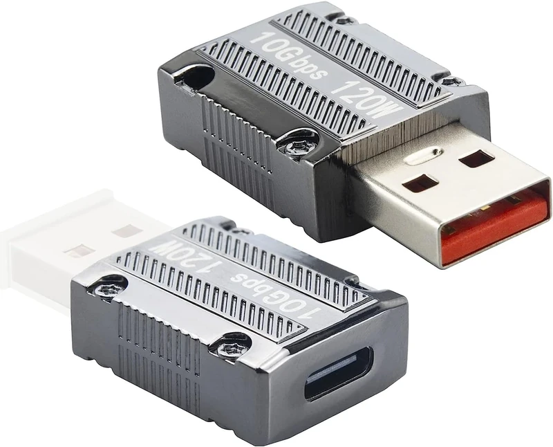 Leehitech 2 Pack 10Gbps USB A to USB C Adapter, USB 3.1 A Male to Type C Female Adapter, Support 8K@60Hz Display 120W Fast Charging for Macbook, iPad, Laptop, Power Bank, Steam Deck and More
