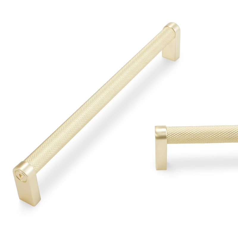 BUKOBYHE 10 Pack 7.5Inch Kitchen Cabinet Handles Brushed Gold Knurled Cabinet Pulls Gold Drawer Pulls Kitchen Hardware