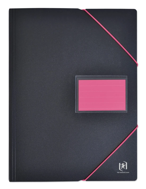OXFORD Pack of 10 A4 Student Document Sleeves 200 Sheets / 100 Pockets Polypropylene Cover Two-Tone Black/Pink