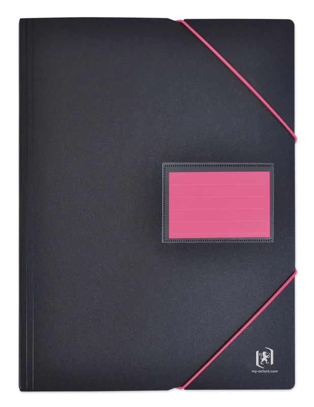 OXFORD Pack of 15 A4 Student Document Sleeves 120 Pages / 60 Pockets Polypropylene Cover Two-Tone Black/Pink