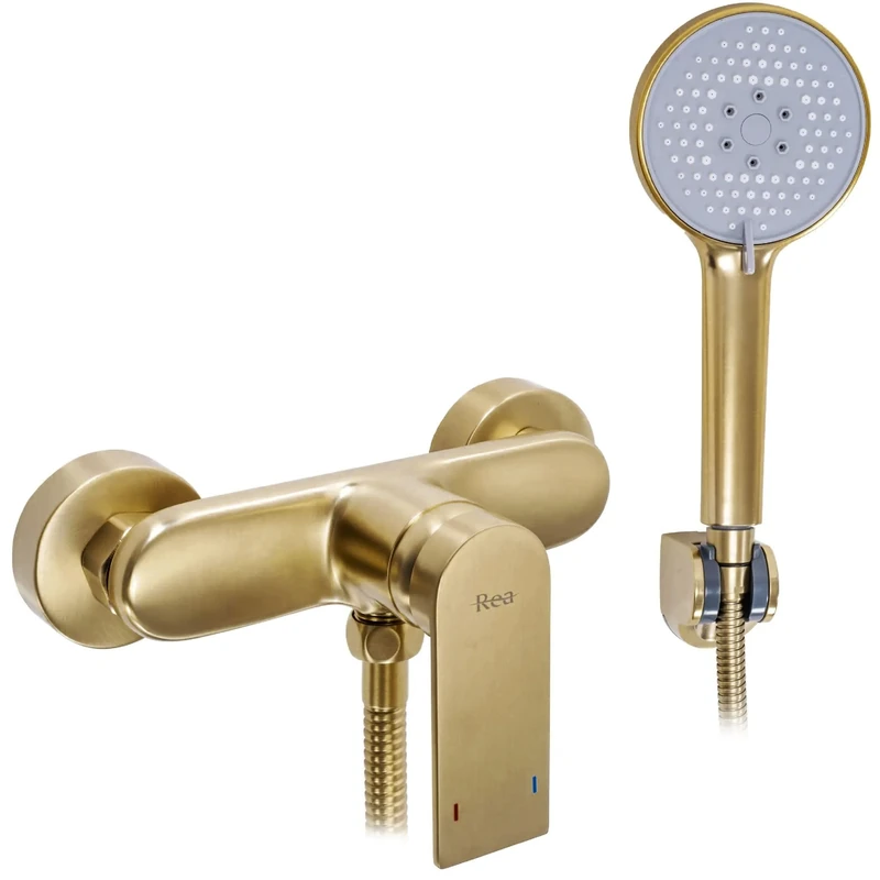 Rea Bathroom Shower tap with handset Verso – Brushed Gold – REA-B6566