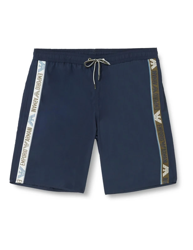 Emporio Armani Men's Logotape Swim Bermuda Boxer Beachwear, Navy Blue, 50