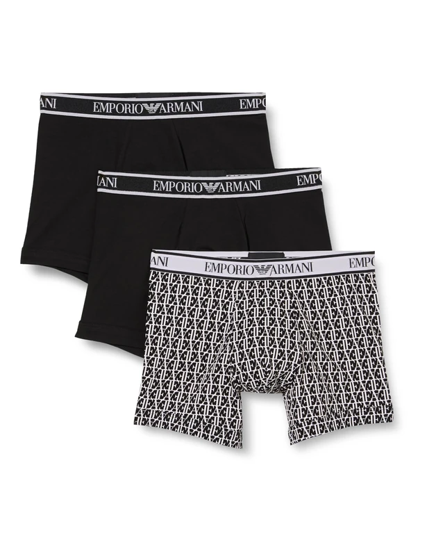 Emporio Armani Men's Stretch Cotton Core Logoband 3-Pack Trunk, Marin/PR Marin/Marin, XXL