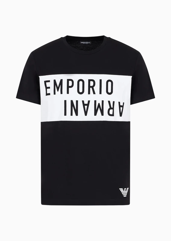 Emporio Armani Men's Bold Logo Crew Neck T-Shirt, Black/White, S
