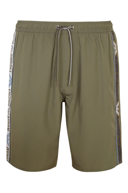 Emporio Armani Men's Logotape Swim Bermuda Boxer Beachwear, Military Green, 48