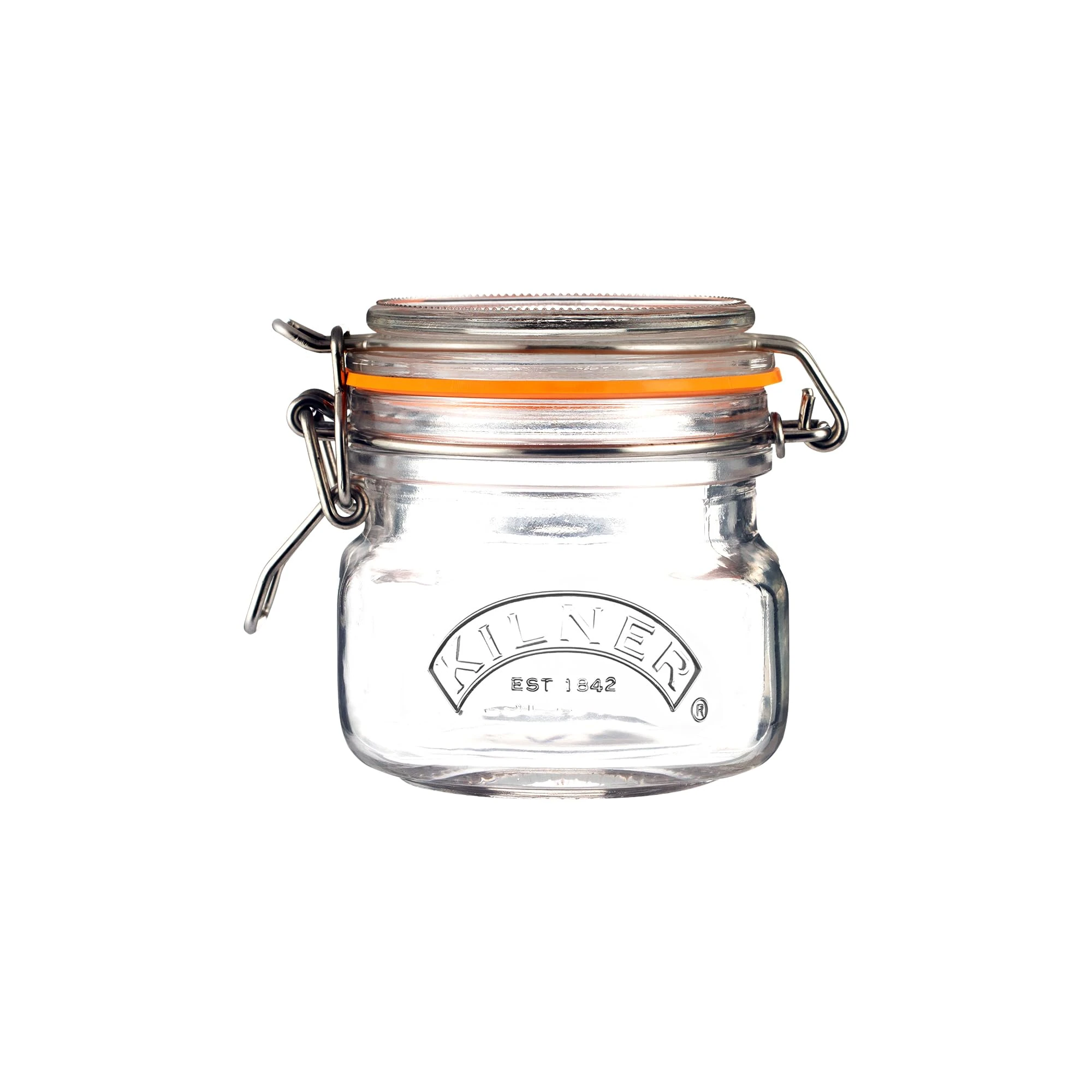 Kilner Square Clip Top Jar 250ml (0.25L) Airtight Glass Jar for Storing Herbs Spices Dried Fruits Nuts and Seeds