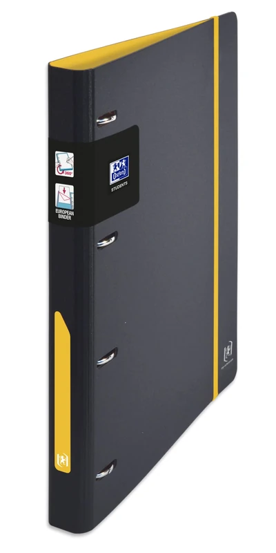 OXFORD Pack of 14 Ring Binder European Binder for Students A4 Spine 30 mm 4 D-Rings Cover Polypro Expanded Two-Tone Black/Yellow