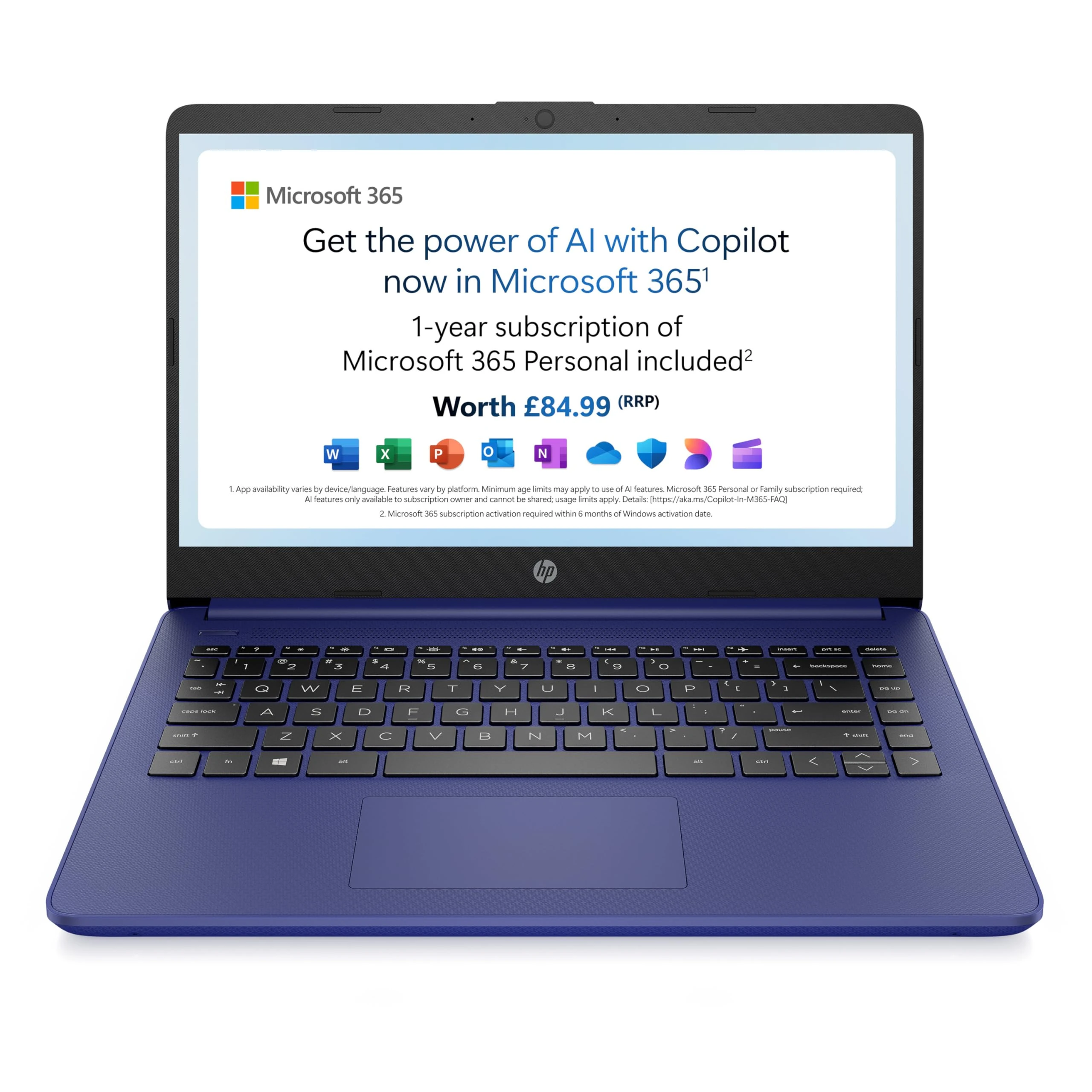 HP Stream 14" Laptop | Intel N4120 Processor | 4 GB RAM | 128 GB SSD | Intel UHD Graphics | HD Display | Dual Speakers | Microsoft 365 Personal 12 month included | Win 11 | Indigo Blue | 14s-dq0033sa