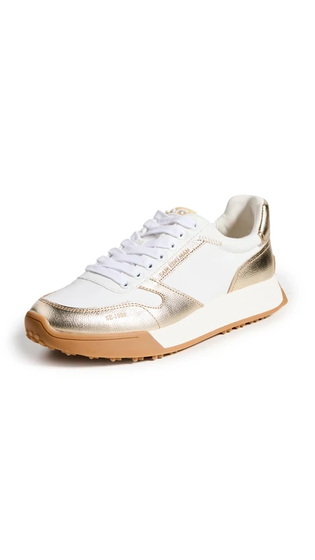 Sam Edelman Women's Layla Sneaker, Off White/Molten Gold, 5 UK