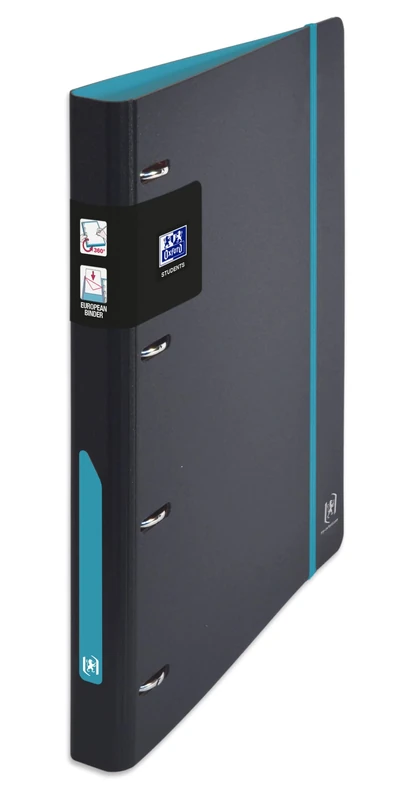 OXFORD Pack of 14 Ring Binder European Binder for Students A4 Spine 30 mm 4 D-Rings Cover Polypro Expanded Two-Tone Black/Blue