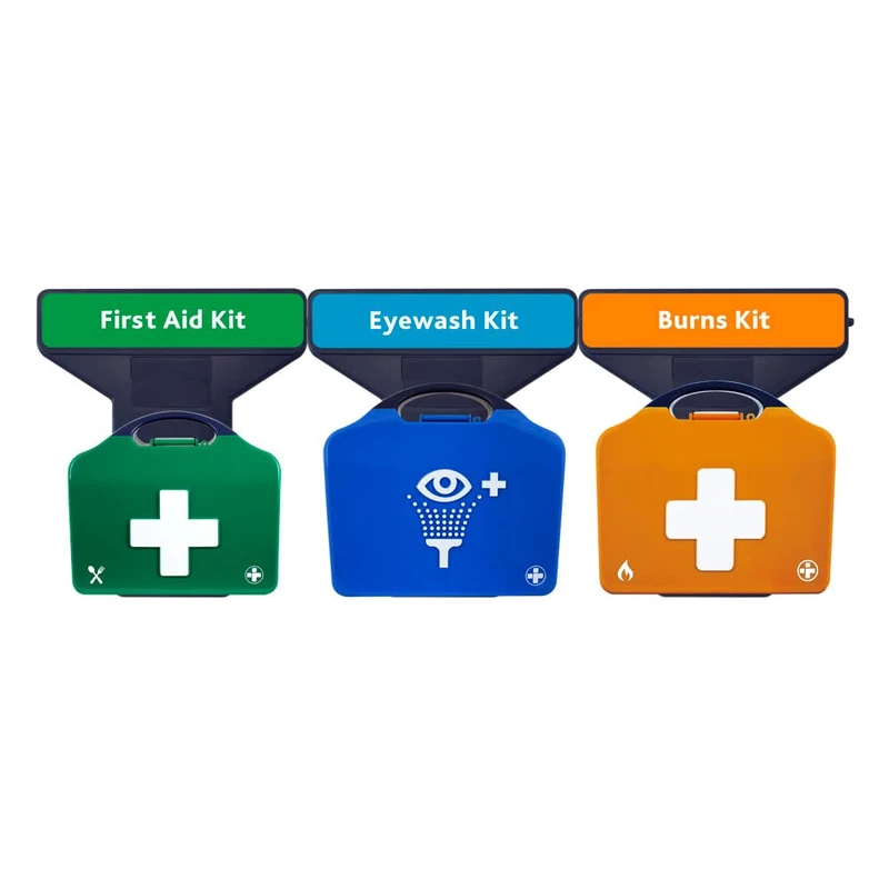 Reliance Medical First Aid Point AuraPoint - 3 Unit Point - Small BS8599-1 Catering, Double Eyewash and Burns Kit