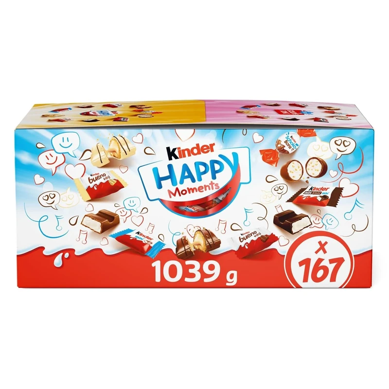 Kinder Chocolate Exclusive Happy Moments Bulk Chocolate Box; Assorted Mini Size; Gifting; Party Bags; 167 pieces; 1kg