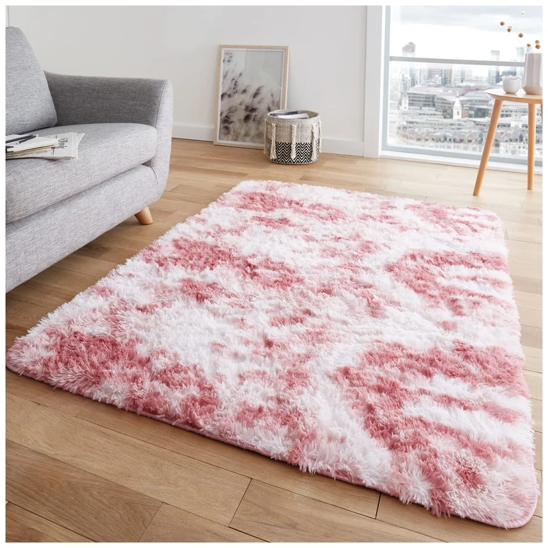 GC GAVENO CAVAILIA Large Rugs Living Room Rug Floor Carpet - Extra Soft Non Slip Carpet Fluffy Bedroom Rug - Black - 200X290 - Blush Pink - 200X290